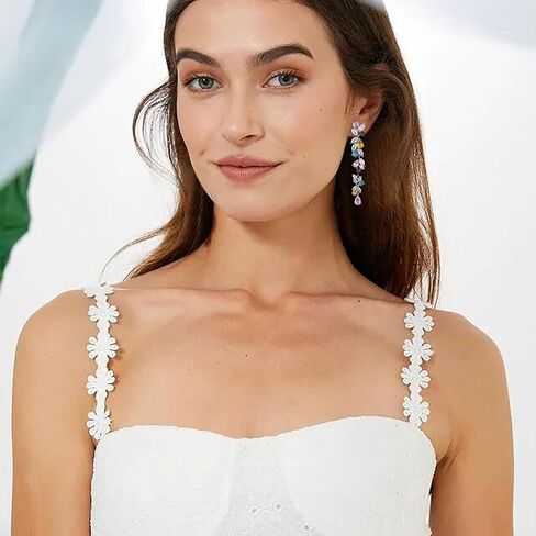 Crysdue Wedding Cubic Zirconia Bridal Dangle Earrings for Bride Bridesmaid, Women's Crystal Chandelier Drop Earrings for Prom Pageant Party in Kuwait