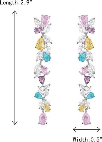 Crysdue Wedding Cubic Zirconia Bridal Dangle Earrings for Bride Bridesmaid, Women's Crystal Chandelier Drop Earrings for Prom Pageant Party in Kuwait