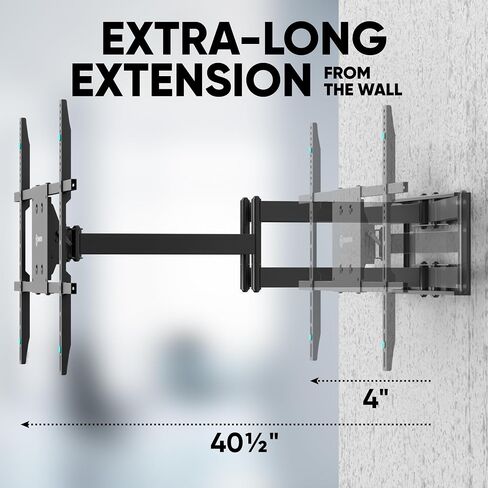 ONKRON Full Motion TV Wall Mount 42-110", 220 lbs, max VESA 800x600, Black | Heavy duty TV mount, extra long 40.5" extension arm, swivel, tilt, rotation; for home theater, office, retail & signage in Kuwait