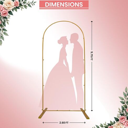 Gold Wedding Arch Backdrop Stand Set – 5.75FT Metal Wedding Arch Round Frame for Ceremony, Birthday, Baby Shower, Party Decor & Balloon Stand Display in Saudi Arabia