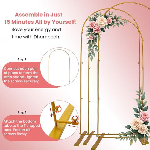 Gold Wedding Arch Backdrop Stand Set – 5.75FT Metal Wedding Arch Round Frame for Ceremony, Birthday, Baby Shower, Party Decor & Balloon Stand Display in Saudi Arabia