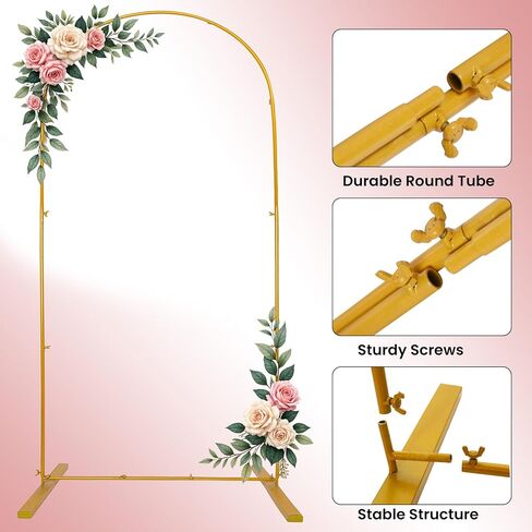 Gold Wedding Arch Backdrop Stand Set – 5.75FT Metal Wedding Arch Round Frame for Ceremony, Birthday, Baby Shower, Party Decor & Balloon Stand Display in Saudi Arabia