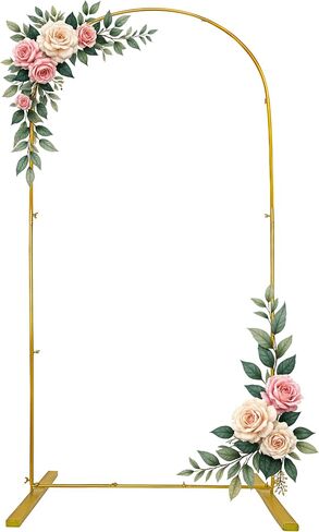 Gold Wedding Arch Backdrop Stand Set – 5.75FT Metal Wedding Arch Round Frame for Ceremony, Birthday, Baby Shower, Party Decor & Balloon Stand Display in Saudi Arabia