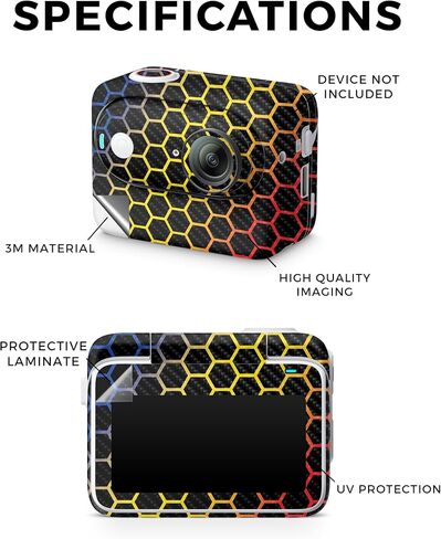 Carbon Fiber Skin Compatible with Insta360 GO 3 (2023) - Primary Honeycomb - Premium 3M Vinyl Protective Wrap Decal Cover - Easy to Apply | Crafted in The USA by MightySkins in Saudi Arabia