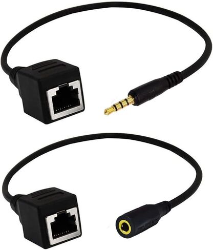 Seadream Network RJ45 Female to DC 3.5mm Female Adapter 2Pack DC 3.5mm Female TRRS 4 Pole Jack to RJ45 Female Cable Adapter for Touch Screen Device KTV in Saudi Arabia