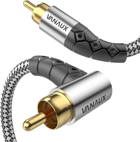 90-Degree Subwoofer Cable 6FT,90 Degree RCA to 90 Degree RCA Cable, (Gold-Plated Connectors, Aluminum Alloy Shell, Braided Jacket) Ideal for Tight Spaces, Home Theater, Sound Systems in Saudi Arabia