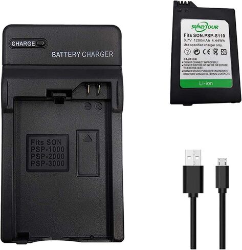 2 Pcs PSP-S110 Batteries and charger Compatible with PSP S110 PSP 1000 Series / PSP 2000 Series / PSP 3000 Series PSP-S110  PSPS110  Battery and Charger in Saudi Arabia