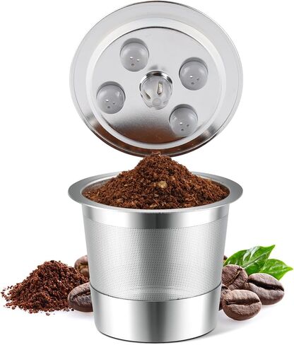 الكؤوس K غير القابلة لإعادة الاستخدام من الفولاذ المقاوم للصدأ لـ K Eurig Supreme & Supreme Plus ، Cups K Cups Five Holed Universal K-Eurig القابلة لإعادة ملء القهوة (حزمة واحدة) in Kuwait