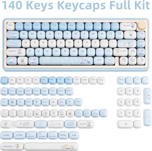PBT keycaps 136 مفاتيح Keys Keycaps صبغة صبغة kawaii الأزرق الوردي keycaps MOG ملفات تعريف مفاتيح مخصصة لكرز gateron mx swithes لوحات المفاتيح الميكانيكية in Kuwait
