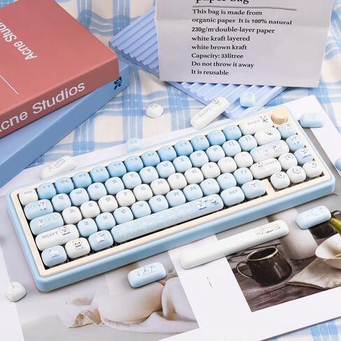 PBT keycaps 136 مفاتيح Keys Keycaps صبغة صبغة kawaii الأزرق الوردي keycaps MOG ملفات تعريف مفاتيح مخصصة لكرز gateron mx swithes لوحات المفاتيح الميكانيكية in Kuwait