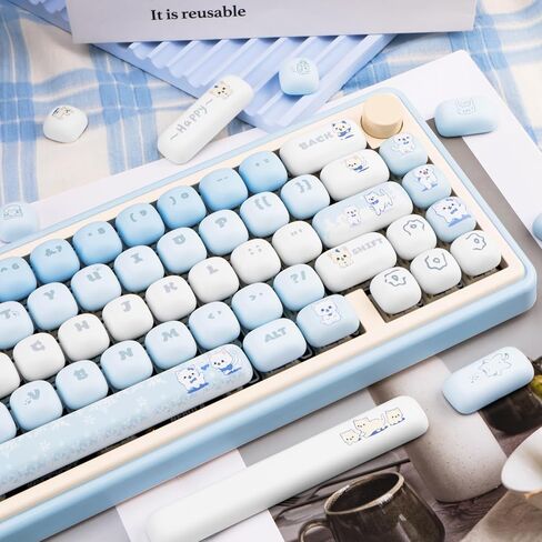 PBT keycaps 136 مفاتيح Keys Keycaps صبغة صبغة kawaii الأزرق الوردي keycaps MOG ملفات تعريف مفاتيح مخصصة لكرز gateron mx swithes لوحات المفاتيح الميكانيكية in Kuwait