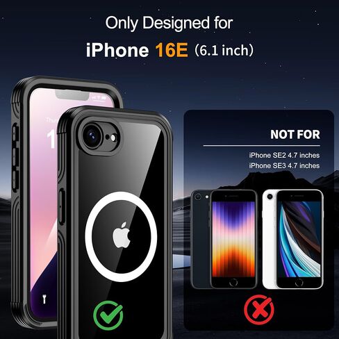 بالنسبة لحالة iPhone 16E ، واقي شاشة زجاجي مضمّن 9H + واقي شاشة الخصوصية ، [حماية الصف العسكري] علبة الهاتف المغناطيسي المضاد للتجسس لـ iPhone 16e ، Black in Saudi Arabia