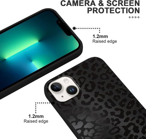 2 Pack Cute Cheetah Print for Apple iPhone 13/14 6.1" Phone Case,Luxury Leopard Pattern Design Cases Soft Silicone Slim TPU Shockproof Protective Bumper Cover for Women Girls-Black & White in Saudi Arabia