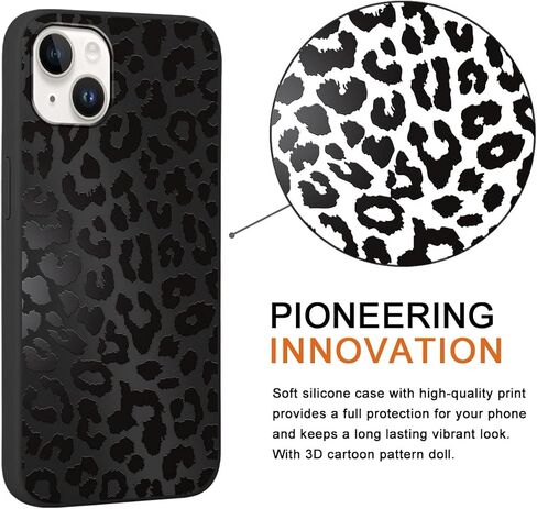 2 Pack Cute Cheetah Print for Apple iPhone 13/14 6.1" Phone Case,Luxury Leopard Pattern Design Cases Soft Silicone Slim TPU Shockproof Protective Bumper Cover for Women Girls-Black & White in Saudi Arabia