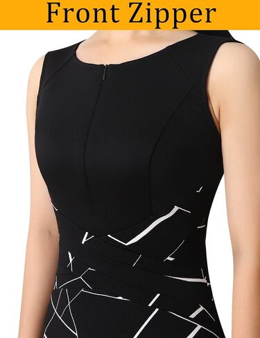 VFSHOW Womens Wear to Work Fitted Sleeveless Front Zipper Pencil Sheath Dress Business Party Office Colorblock Crisscross Waist Flattering Bodycon Dress (Hot Pink, XXX-Large) 10720 BLK 3XL in Kuwait