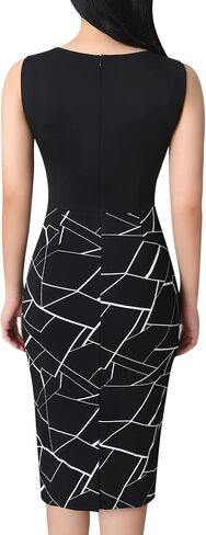 VFSHOW Womens Wear to Work Fitted Sleeveless Front Zipper Pencil Sheath Dress Business Party Office Colorblock Crisscross Waist Flattering Bodycon Dress (Hot Pink, XXX-Large) 10720 BLK 3XL in Kuwait