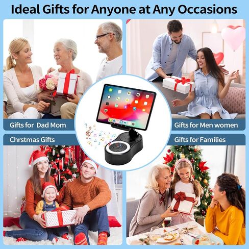 Birthday Gifts for Men Women Her Him Cell Phone Stand with Wireless Bluetooth Speaker and Charger and Colorful Ambient Light HD Surround Sound with Phones Tablets Cool Gadget for Men (White) in Saudi Arabia