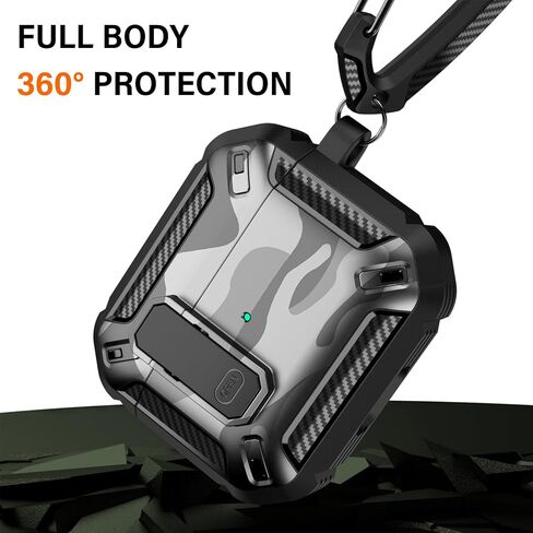 CCSmall for AirPods 4th Case Camouflage with Carabiner Keychain, Full Body Shockproof Drop Protection Cover with Secure Lock Case for AirPods 4 Generation,Camo Green in Saudi Arabia