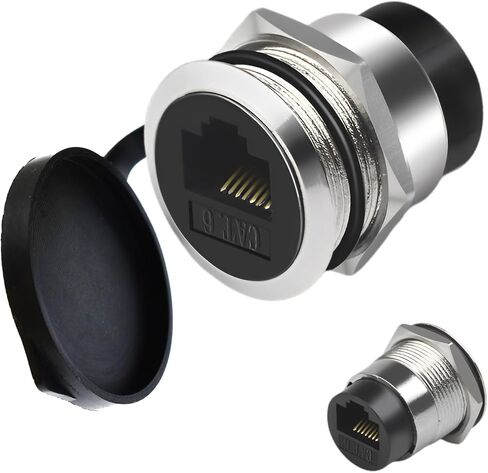 RJ45 CAT6 Panel Mount Adapter Female-to-Female Ethernet Pass-Through Connector, 10 Gbps Bulkhead Interface Adapter, XLR/D-Panel Mountable with Waterproof & Dustproof Cover in Saudi Arabia