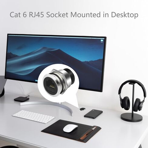RJ45 CAT6 Panel Mount Adapter Female-to-Female Ethernet Pass-Through Connector, 10 Gbps Bulkhead Interface Adapter, XLR/D-Panel Mountable with Waterproof & Dustproof Cover in Saudi Arabia