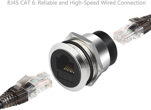 RJ45 CAT6 Panel Mount Adapter Female-to-Female Ethernet Pass-Through Connector, 10 Gbps Bulkhead Interface Adapter, XLR/D-Panel Mountable with Waterproof & Dustproof Cover in Saudi Arabia