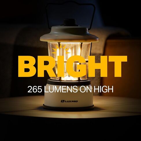 LUXPRO LP1535 265 Lumen Retro LED Lantern - Battery-Powered Emergency Lantern - LED Lamp for Power Outages, Emergency Kit, or Survival Pack - Black - 2-Pack in Saudi Arabia