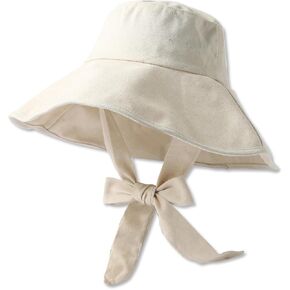 Wide Brim Sun Hat UPF 50+ Cotton Bucket Hat with Chin Strap Adjustable Foldable Summer Beach Cap Fishing Hat