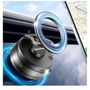 Vacuum Magnetic Phone Holder for Car, 2025 Supercharged Magnetic Car Phone Mount for Magsafe, 360° Rotating & Foldable Hands-Free Suction Cup Cell Phone Holder for All Smartphones/Car Models/Surfaces
