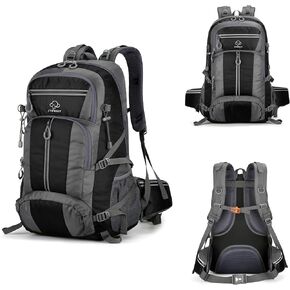 Hiking Backpack for Men and Women,Waterproof Travel Bag,Reflective,Sport Outdoor,Lightweight,Camping,Shoe Compartment,50L. (Green)