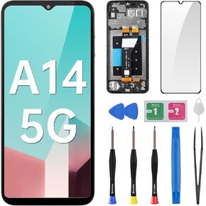 for Samsung Galaxy A14 5G Screen Replacement with Frame - LCD Display Touch Digitizer Full Assembly Fix Glass with Repair Tools Kit SM-A146U