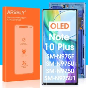 OLED for Samsung Galaxy Note 10 Plus Screen Replacement for Samsung Note 10+ LCD Display Digitizer SM-N975F SM-N975U Touch Screen Assembly with Tools(Support Fingerprint,Blue with Frame)