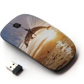 [ Optical 2.4G Wireless Mouse ] [ Dolphin So Long Sunset Ocean Animal ]