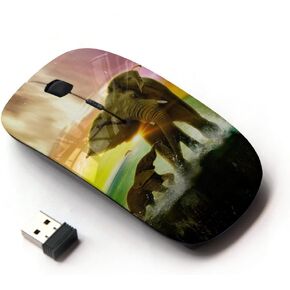 [ Optical 2.4G Wireless Mouse [ Elephant Sunset Ocean Sun Summer Africa ]