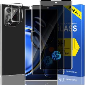 [2+2 Packs] For Note 20 Ultra Privacy Screen Protector and Camera Lens Protector, Fingerprint Unlock, 9H Hardness, No Bubble, Easy Installation, Anti Scratch (6.9 Inch)