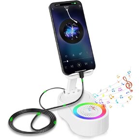 Birthday Gifts for Men Women Cell Phone Stand with Wireless Bluetooth Speaker and Charger Colorful Ambient Light HD Surround Sound with Tablet Phone Android Cool Gadget for Men (Black)