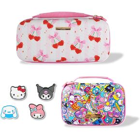 Sonix x Sanrio Nintendo Switch Thumb Grips (Hello Kitty & Friends) + Carrying Case (Coquette Cherries) + GameCard Case (Hello Kitty & Friends Stickers)