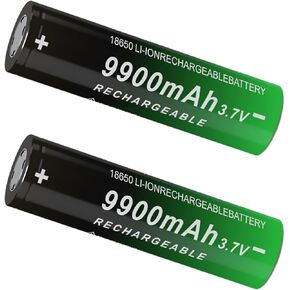3.7 Volt 18650 Rechargeable Battery 9900mAh Battery Large Capacity 18650 Batteries for flashlights,Button top (2Pack 3.7v Battery,241007QY)