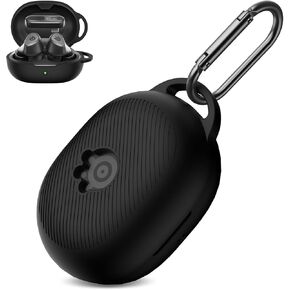 for Steelseries Arctis Gamebuds Silicone Case, Unisex Soft Protective Gamebuds Case, Only Compatible with Steelseries Gamebuds with Carabiner, Black