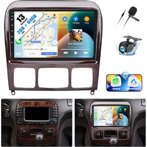 2G+64G 9" Car Radio for Mercedes Benz S-Class W220 S280 S320 S350 S400 S430 S500 S600 S55 AMG 1999-2007 Car Stereo with Carplay Android Auto,Mirror Link WiFi/GPS Bluetooth FM/RDS SWC+Rear Camera