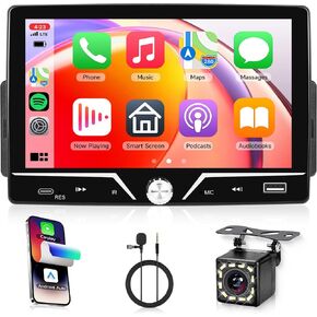 Single Din Car Stereo Carplay Android Auto, Rimoody 7" Touch Screen Car Radio with Bluetooth 5.0 Mirror Link Backup Camera