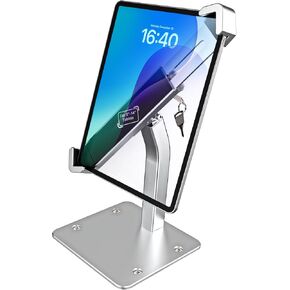 GDZN Anti-Theft Tablet Kiosk - Heavy Duty [Aluminum Clamp] Countertop Tablet Security Stand, Diagonally-Oriented iPad Clamp with Lock and Key for iPad Pro 12.9, Galaxy Tab, Surface, 9-14" Tablet