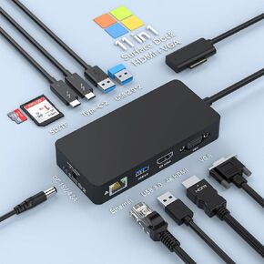 New Microsoft Surface Dock 2, 11-in-1 Surface Pro Docking Station 4K@60HZ HDMI+VGA, Surface Docking Station for Surface Pro 11/10/9/8/X/7/6/5/4/3, Surface Laptop 6/5/4/3/2/1, Laptop Go 3/2/1, Book