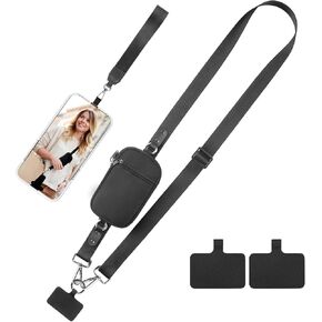 Phone Strap Crossbody Wrist Strap, Cell Phone Lanyard, Clip and Go Strap for Phone with Wallet Crossbody for All Phones