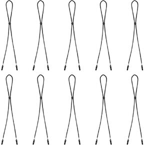 Lusofie 10 Pcs Adjustable Hat Strap Clips Removable Chin Cord Elastic Anti-Lost Windproof Hat Straps for Golfing, Fishing, Boating Black