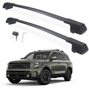 Autekcomma 260lb Loading Heavy Duty Roof Rack Crossbars fit for Kia Telluride X-PRO X-LINE 2023 2024 with Lockable Anti-Theft Mechanisim Matte Black Finishing (Not for LX EX S SX SX-P) Sold as 1 Pair