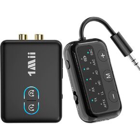 1Mii Bluetooth 5.3 Audio Adapter for TV Home Stereo, Wireless Hi-Fi Music Transmitter Receiver & 1Mii SafeFly Dot Airplane Bluetooth 5.3 Transmitter Receiver for 2 Headphones
