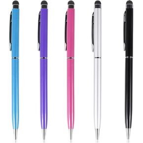 2-in-1 Stylus Pen for Touch Screen, High Precision and Sensitivity with Ballpoint Pen Suitable for Most of Cell Phone and Tablets, Compatible with All Touch Screens, Pack of 5