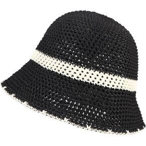 MILAKOO Crochet Bucket Hat for Women Elegant Floppy Hollow Knitted Handmade Hat Summer Breathable Cap