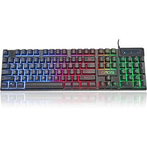 CHONCHOW Ergonomic Wired Gaming Keyboard, 104 Key, Adjustable Rainbow Backlight, Durable Frame& Premium Keycaps- Stable Adjustable Feet for PC/Game/Office/Home Use