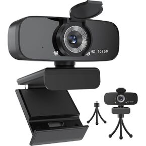 Argmao 1080P HD Webcam with Microphone for Desktop, USB Computer Camera with Web Cam Cover&Web Camera Stand, 110-degree Wide Angle Streaming Webcam for PC Zoom/Video Calling/Gaming/Laptop/Conferencing